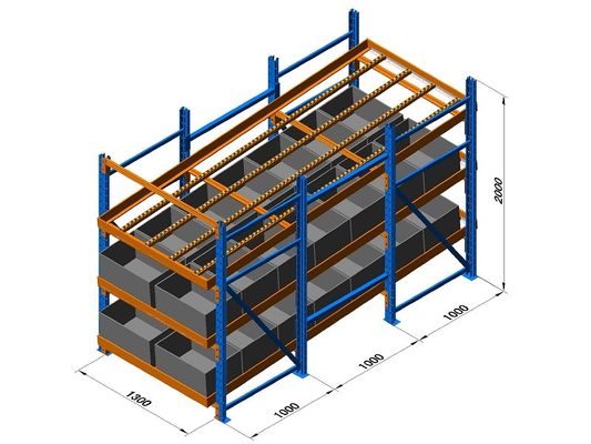 kaufen Karton-Live Storage Racking System With-Rollen-Bahnen/Weg-Teiler arbeiteten Online-Herstellung